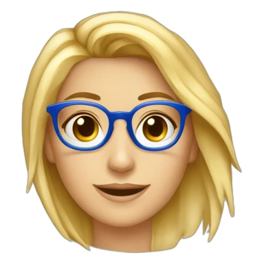 Una chica rubia de 25 años rubia con ojos azules tiene unas gafas hexagonales doradas y es ingeniería informática sticker