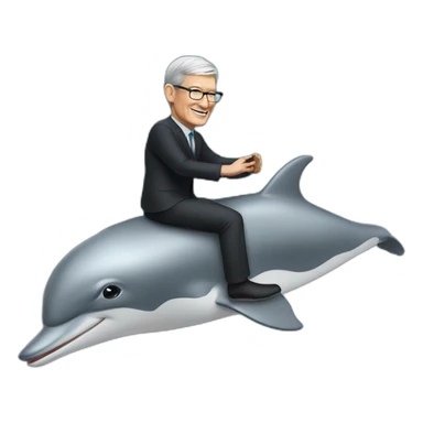 Tim Cook riding a dolphin sticker