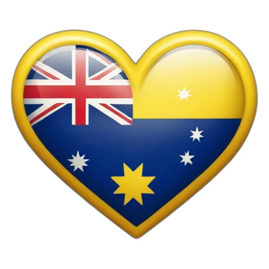 yellow heart with australia flag sticker