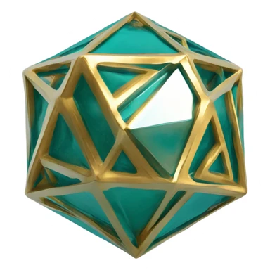 Gold & teal icosahedron sticker