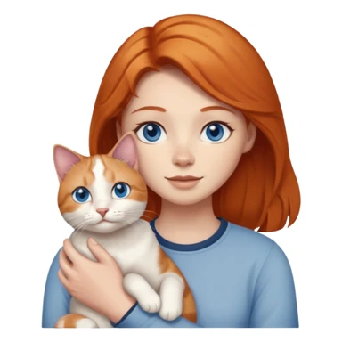 A ginger with blue eyes holding a large dilute calico cat. sticker