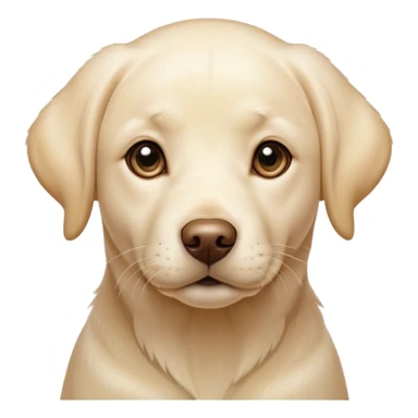 Cinematic Cute Cream Labrador Portrait Emoji, Head tilted playfully and inquisitively, featuring a silky cream Fur with a gentle sheen, round, sparkling warm eyes filled with curiosity, Simplified yet irresistibly adorable features, highly detailed, glowing with a warm, friendly glow, high shine, affectionate and spirited, stylized with a touch of whimsy, bright and endearing, soft glowing outline, capturing the essence of a mischievous yet loving companion, so playful it feels like it could dash out of the screen and into your arms! sticker