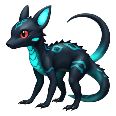 Scaley Exotic Salandit-Aurorus-Umbreon-Fakémon-hybrid-creature (full body)  sticker