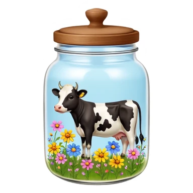 Cow print jar with flowers sticker