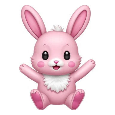 Exited pink bunny, kawaii chibi fluffy ears and body jumping of excitement  sticker