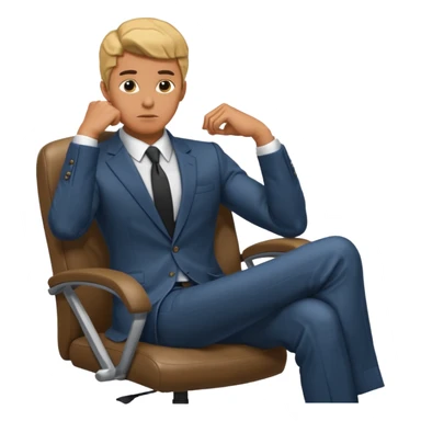 guy imitating thinker statue pose but with clothes and sitting in a office chair sticker