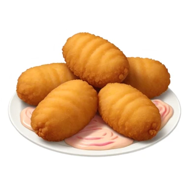 Cinematic Realistic Croquetas Dish Emoji, showcasing crispy, creamy croquettes filled with ham or chicken rendered with lifelike textures and appetizing, dynamic lighting. sticker