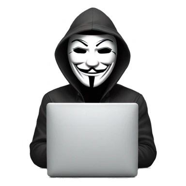 Computer hacker wearing  anonymous mask sticker