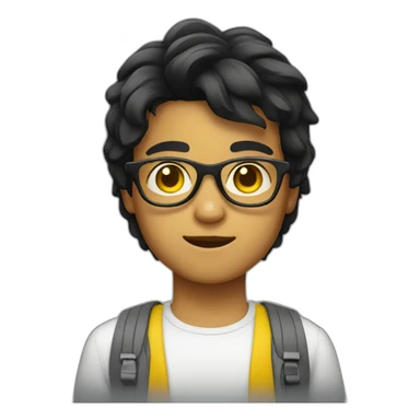 boy with yellow tinted glasses and combed black hair  sticker