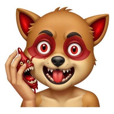 A crazy-eyed fully-bodied mongrel biting a human hand and making it bleed  sticker