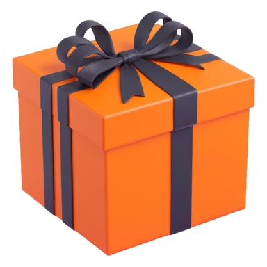 an orange Hermès box with a black ribbon tied in a bow luxury packaging minimal 3D style sticker