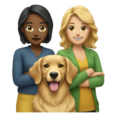 two women with a golden retriever  sticker