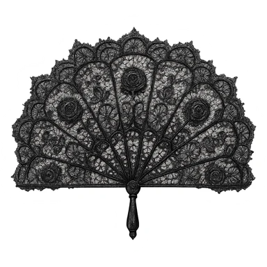 goth object, black lace fan, intricate sticker