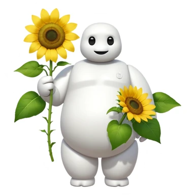 Baymax from Big Hero 6 holding unflower In one hand  sticker