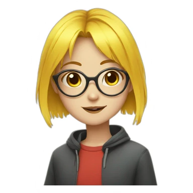 anime girl with yellow hair and red glasses sticker