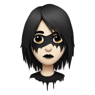 Emo boy with goth makeup and hair covering one eye sticker
