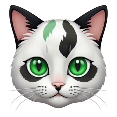 white calico cat with black fur around eyes and green eyes  sticker