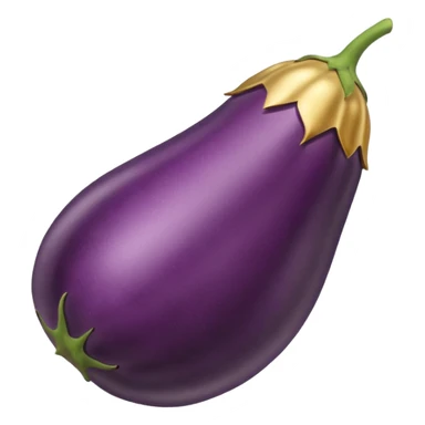 Eggplant from the side wearing a halo sticker