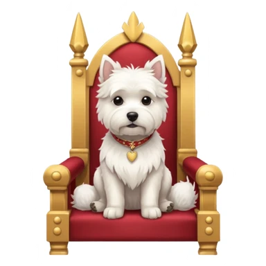a cute west highland terrier sitting on a throne with other dogs below him sticker