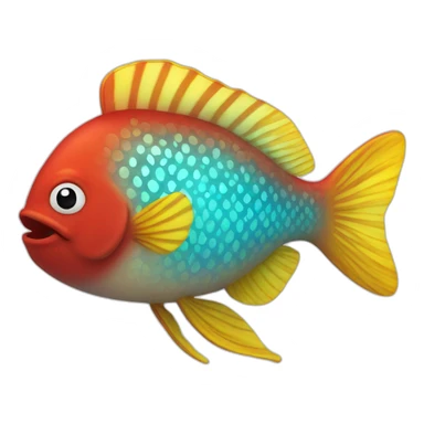happy red yellow fish sticker