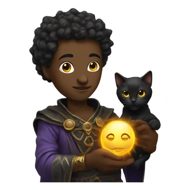 Sun warlock holding a black kitten sticker