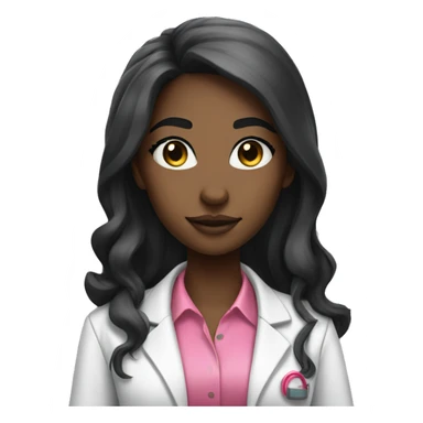 Black young beautiful female idol scientist with long black hair with pink accents sticker