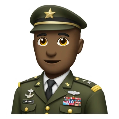Military commander that uses laptop and salutes sticker