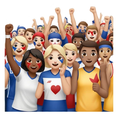 group of fans with painted faces, cheering at a sports event sticker