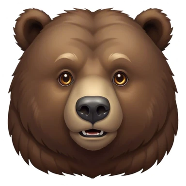Cinematic Noble Grizzly Bear Portrait Emoji, Poised and regal, with a massive, powerful build and a thick, rugged deep brown fur, piercing deep-set soulful eyes, Simplified yet sharp and sophisticated features, highly detailed, glowing with a soft, dignified glow, high shine, intelligent and formidable, stylized with an air of untamed wilderness, focused and attentive, soft glowing outline, capturing the essence of a watchful and commanding guardian, so majestic it feels as though it could lumber out of the screen with effortless authority! sticker