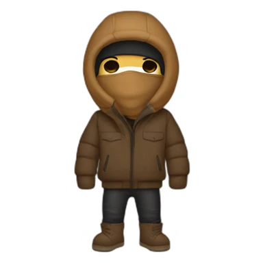 guy with a tan bear balaclava with and  brown puffer jacket  sticker