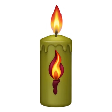 iOS emoji : olive green candle with burgundi flame  sticker