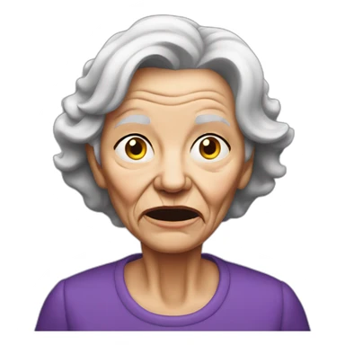old lady with her mouth smeared purple sticker