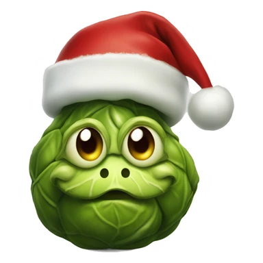 Brussels sprout with a Christmas hat realistic sticker