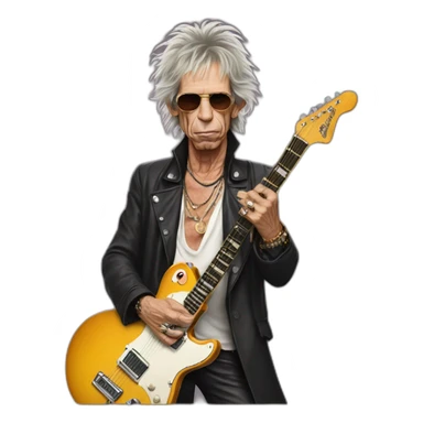 Keith Richards con guitarra sticker