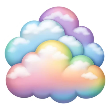  pastel rainbow puffy landscape  sticker