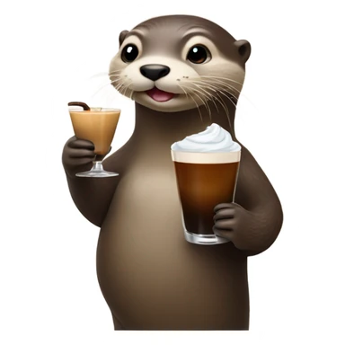 Otter holding an espresso martini sticker