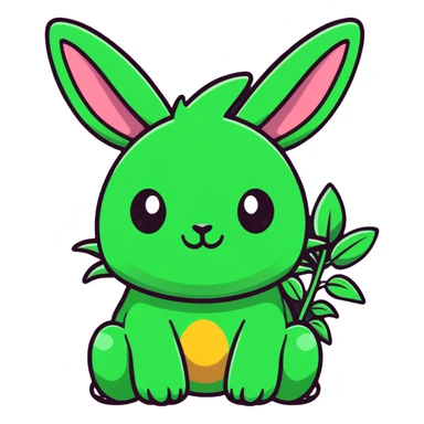 A cute dragon with bunny ears and plant-like features, with spikes on its back sticker