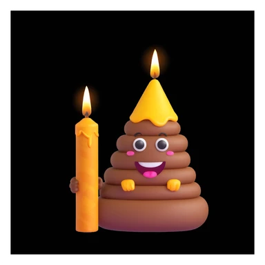 poop emoji with a birthday candle on top, fun and playful sticker