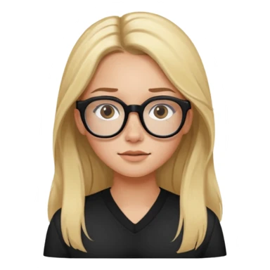 blonde girl with brown roots, long hair, freckles, black frame glasses, looking to the side sticker