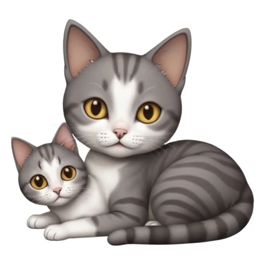 full body tiny short hair dark grey and white cat with white front legs anh azel eyes lying down sticker