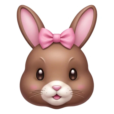 Kawaii brown Easter bunny with pink bow sticker