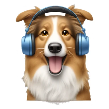 shetland sheepdog wearing a headset sticker