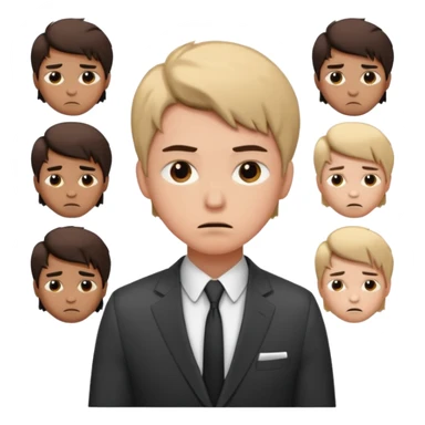 a liittle tired and frustrated entepreneur (only his face). with suit and only a little bit emotional face. young entepreneurs with various suits, but in classic colours. various hair sticker