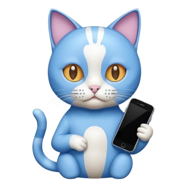 Cat with no ears head blue body blue with gadget sticker