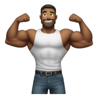 muscular guy flexing sticker