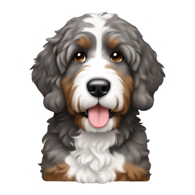 Grey brown and white bernedoodle sticker