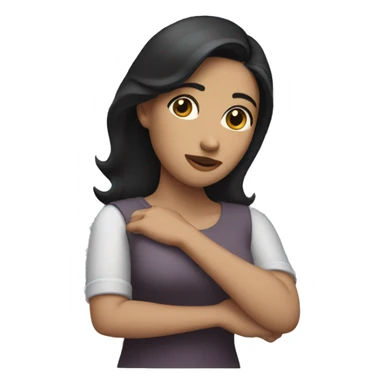 woman with dark hair with face into bent arm with other arm extended  sticker