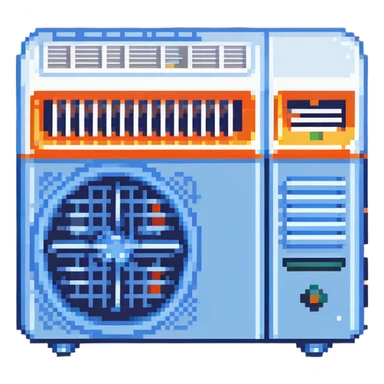 Pixelated window air conditioner with cool blue air effect sticker