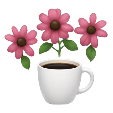 black coffee with a mug with flowers sticker