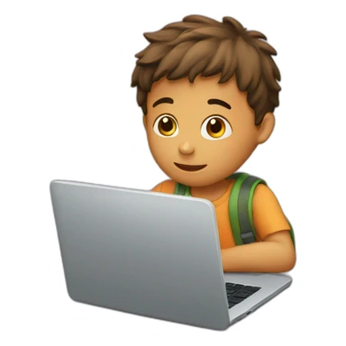 Boy with laptop study sticker